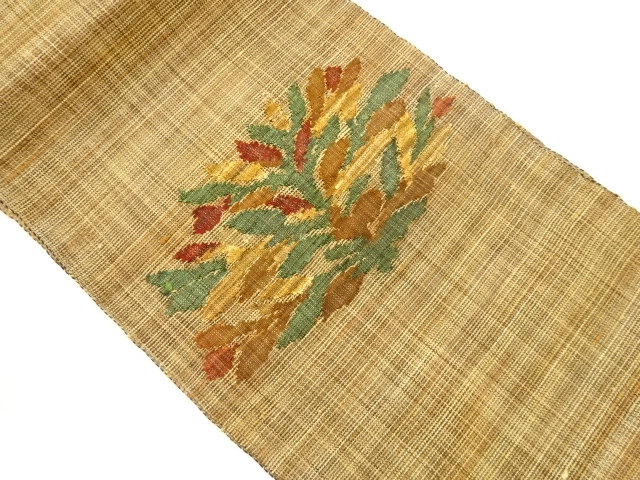 紗紬抽象草花模様織出し名古屋帯